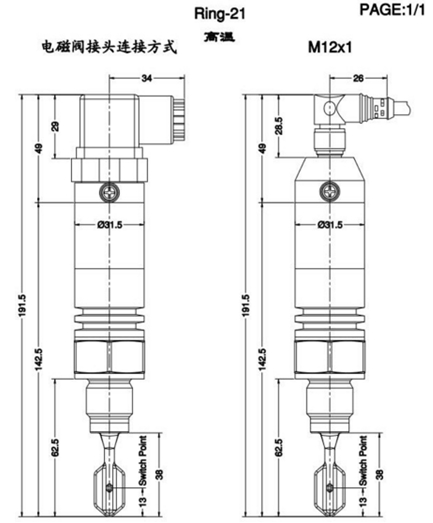 不同場(chǎng)合下緊湊型音叉液位開(kāi)關(guān)的規(guī)格尺寸