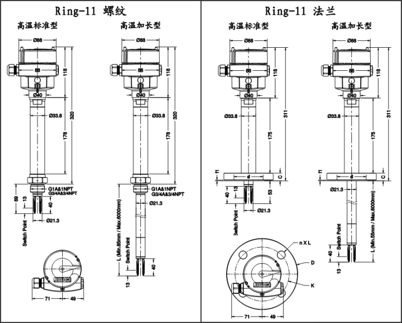 Ring-11高溫音叉液位開關(guān)